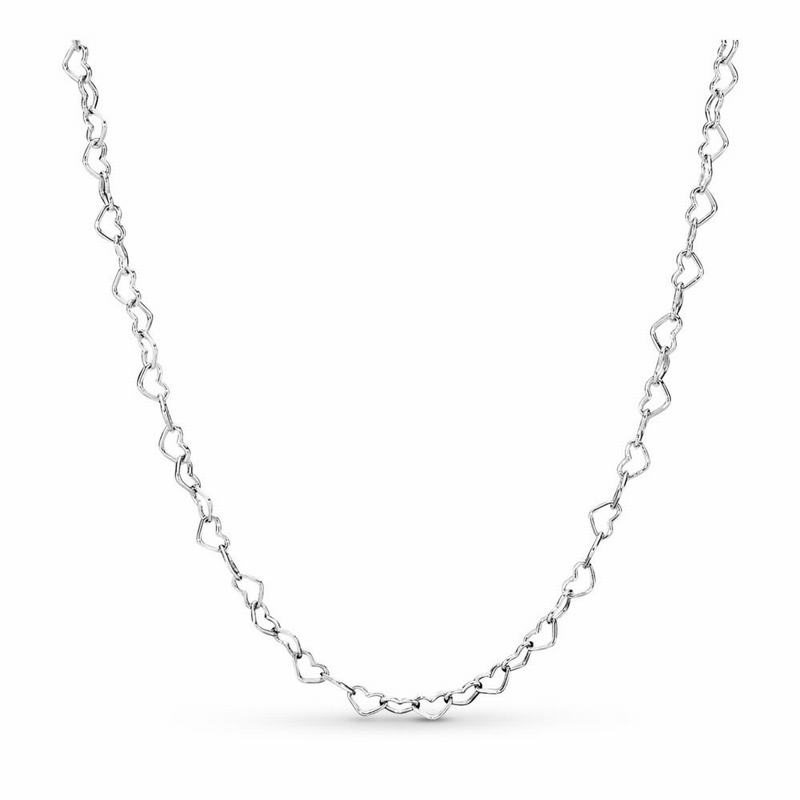 Pandora Joined Hearts Necklace Clearance NZ, Sterling Silver (698374-KWU)